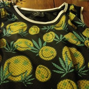 Cannabis/happy face tank top